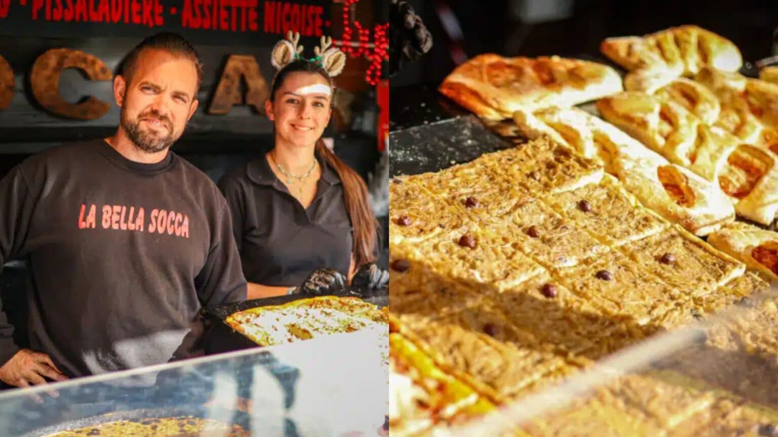 Pissaladières, socca… Au marché de Nice, ce stand conjugue magie de Noël et spécialités de chez nous bella socca