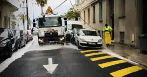 vue d'un camion de propreté rue de Nice