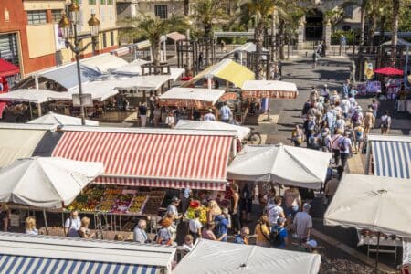 Belle vue aérienne du cours saleya à Nice avec son marché